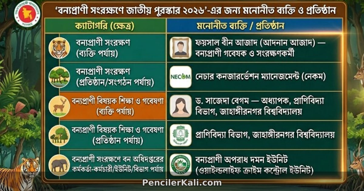 বন্যপ্রাণী সংরক্ষণে জাতীয় পুরস্কার পাচ্ছেন পাঁচ ব্যক্তি ও প্রতিষ্ঠান